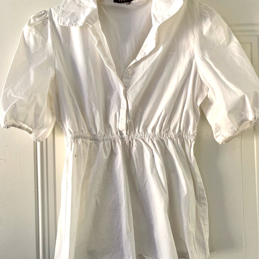 White Cotton poplin port blouse top S